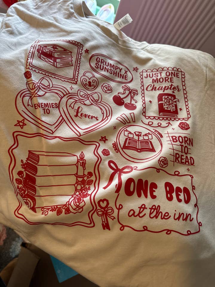 Romance Trope List T-Shirt for wholesale by Scents, Stories, and Surprises