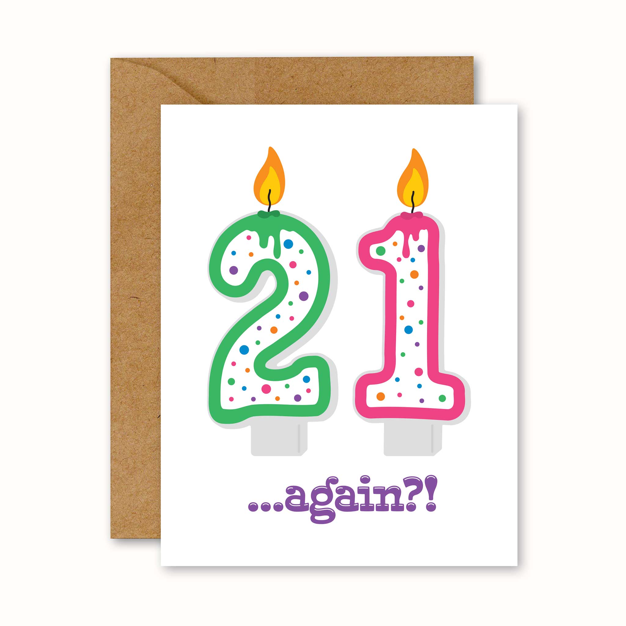 No Yeah For Sure - Vente Cartes d'anniversaire - Carte d'anniversaire 21 Encore Bougies | Carte d'anniversaire drôle pour adulte0