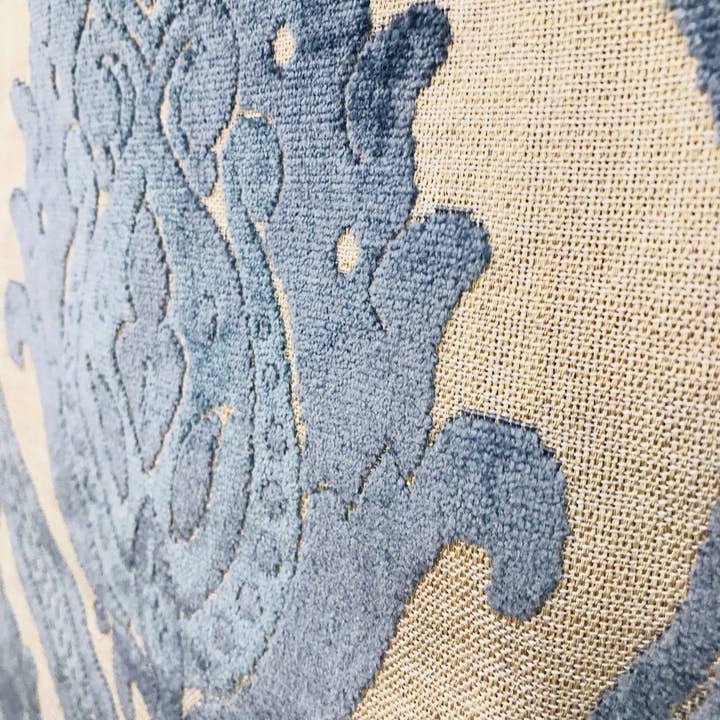 Fancy Styles Fabric - Wholesale Fabric - NEW Dophin Jean Designer Italian Burnout Damask Chenille Velvet On Linen Fabric Upholstery3