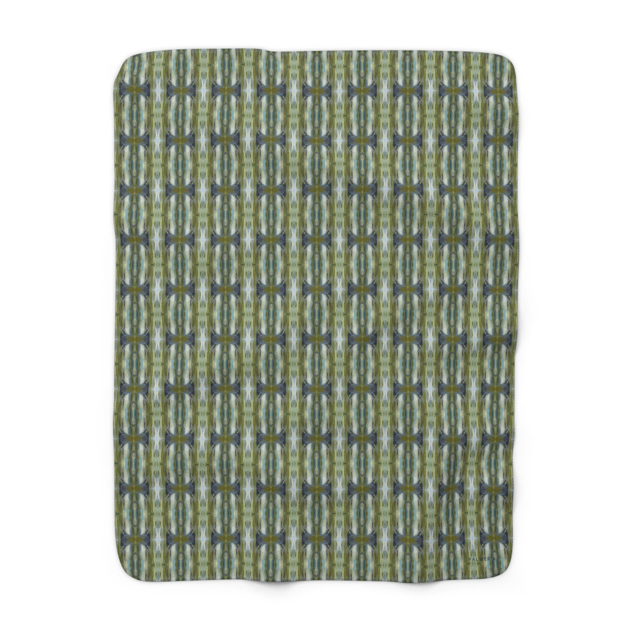 PALMER K Designs - Wholesale Throw Blanket - Sherpa Throw / Blanket: Green / Blue Geometric (TO/P10)5