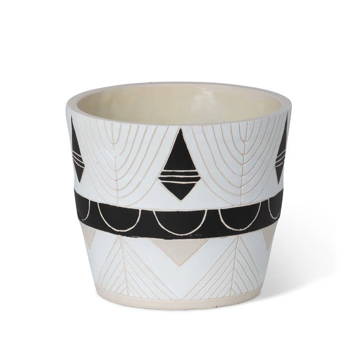 Park Hill Collection - Wholesale Plant Pot - Park Hill Collection Del Sur Pattern Cement Pot, 8.25 in.
