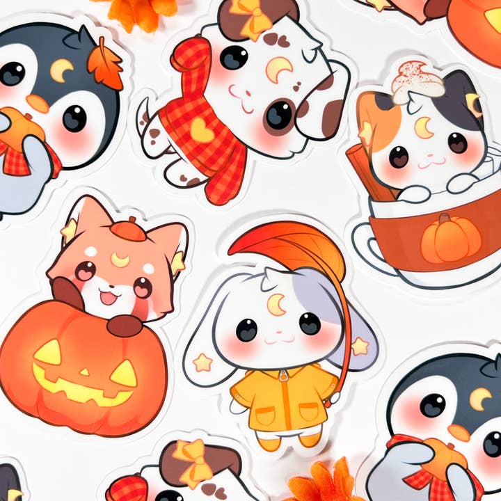 Fall Sticker - Mochi & Friends for wholesale by MaeMunchiesCo