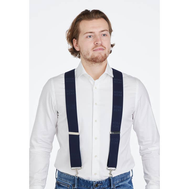 Pierre Mouton – wholesale Bälte - Unisex – Arbetskläder hängslen Blå 3/Krokar 140cm | Handgjord