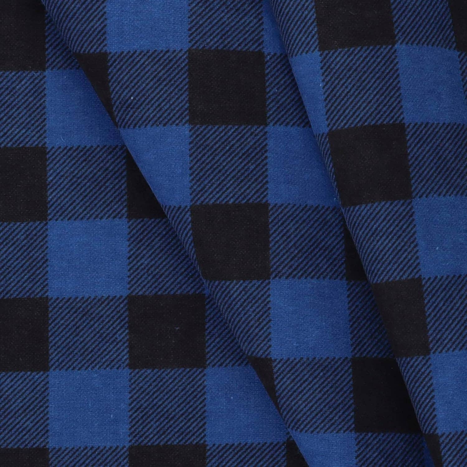Mook Fabrics - Wholesale Fabric - Flannel 43/44" Buffalo Plaid 1" Fabric by the yard - Royal1
