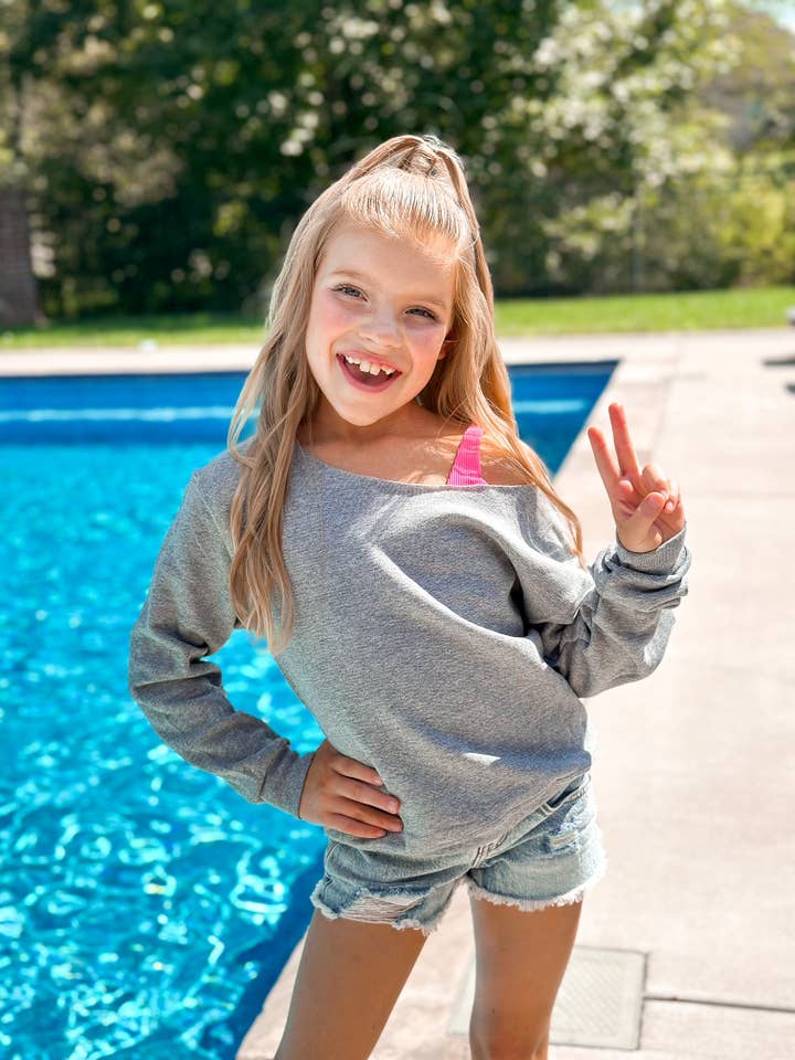 Glittering South - Wholesale Sweatshirt - Women's - Raw Edge Off Shoulder Sweatshirt