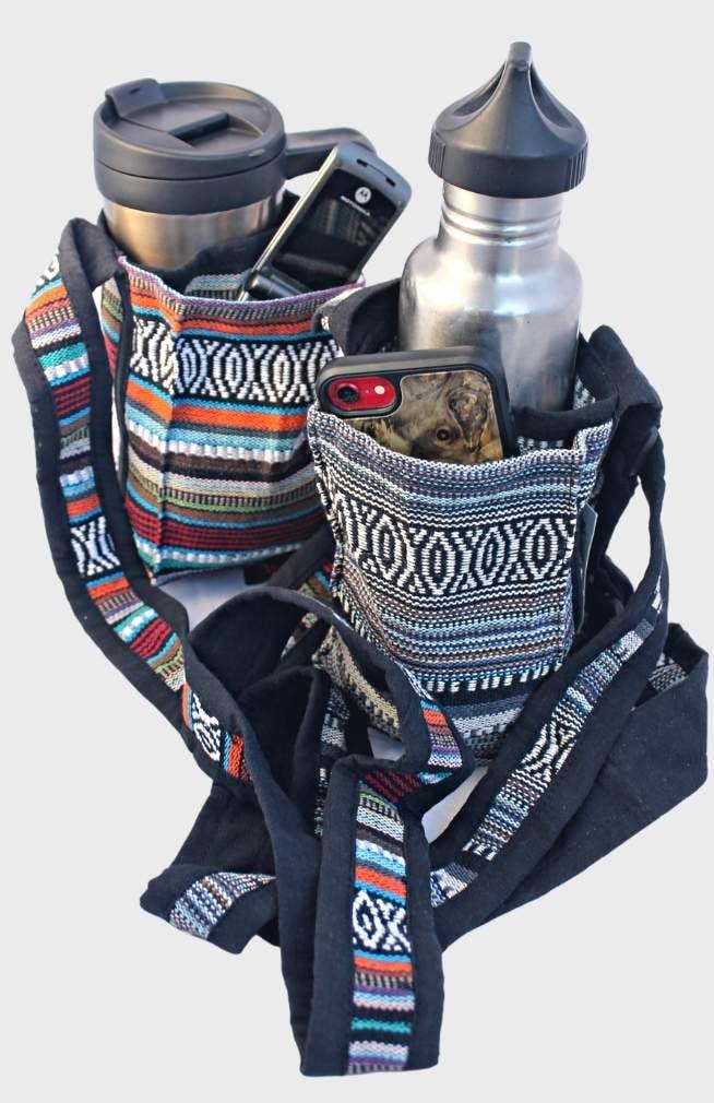 Ganesh Himal Trading - Wholesale Crossbody Bag - Unisex - Cotton Waterbottle Holder w/Phone Pocket2