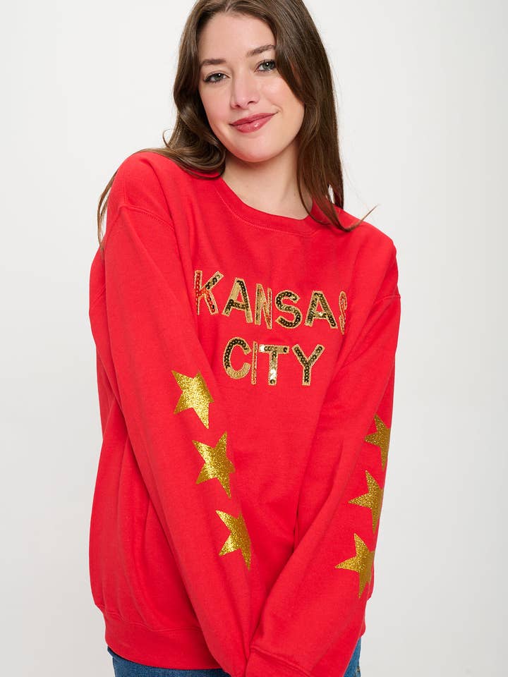 Locale – Großhandel Sweatshirt – Damen – Kansas City Star Sweatshirt mit Pailletten