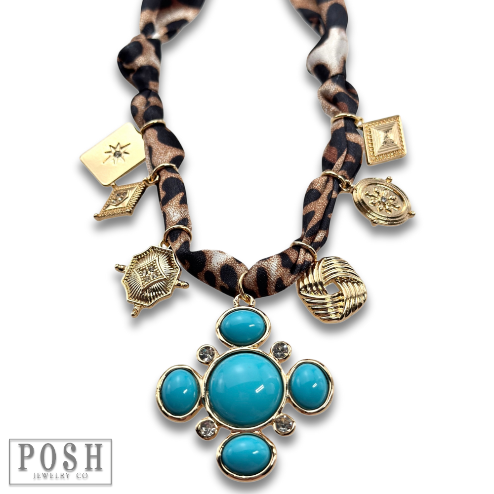 Pink Panache Brands - Wholesale Pendant/Charm Necklace - Leopard print scarf charm necklace3