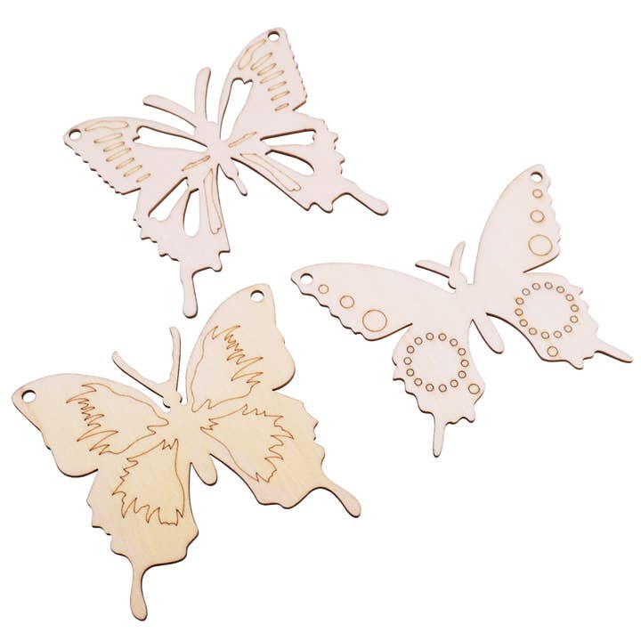 Angels Craft - Wholesale Cutouts - Laser-cut Wood Shapes - Butterfly, 3-ct1