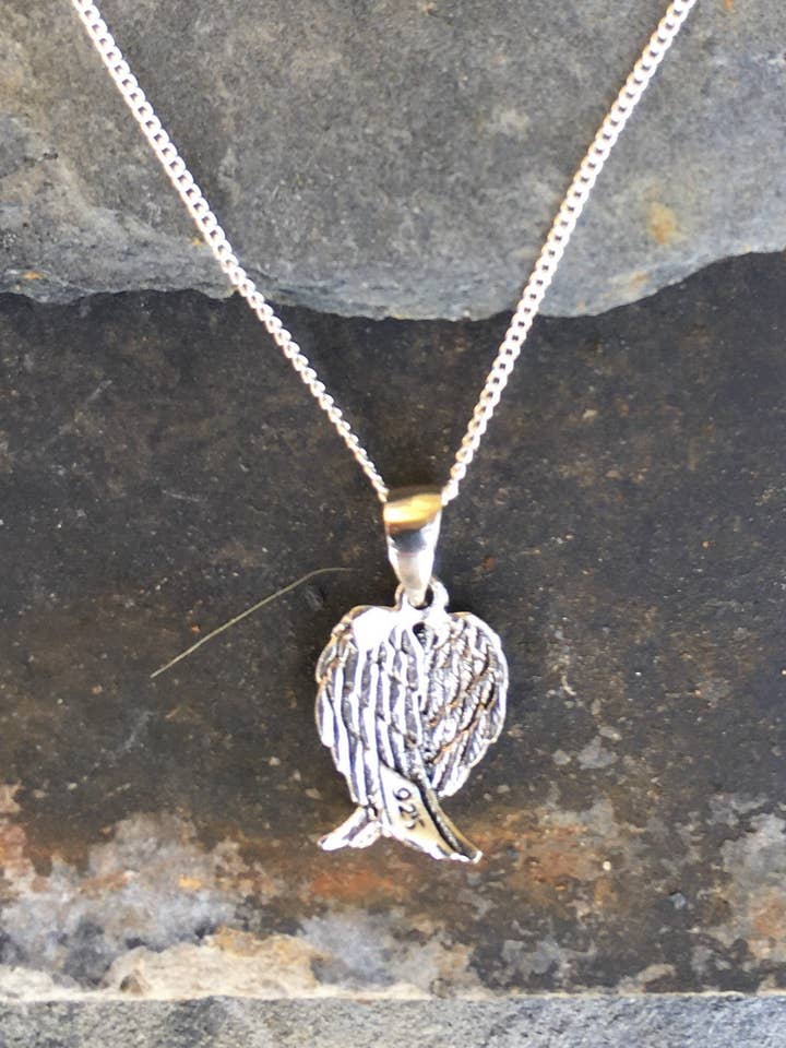 P419BC - PENDENTIF AILE D'ANGE PLIÉE pour la vente par Bluelily925silver