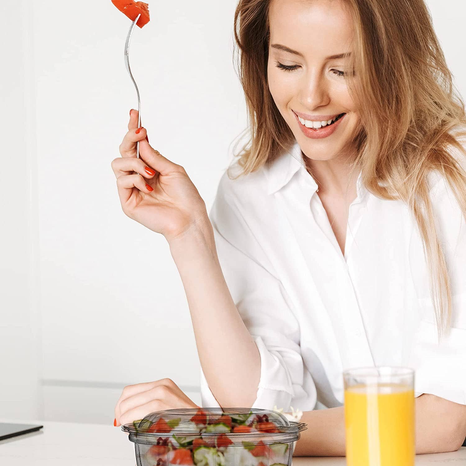 MT Products - Wholesale Food Storage Container - MT Products Clear Plastic Salad Container 32 oz6