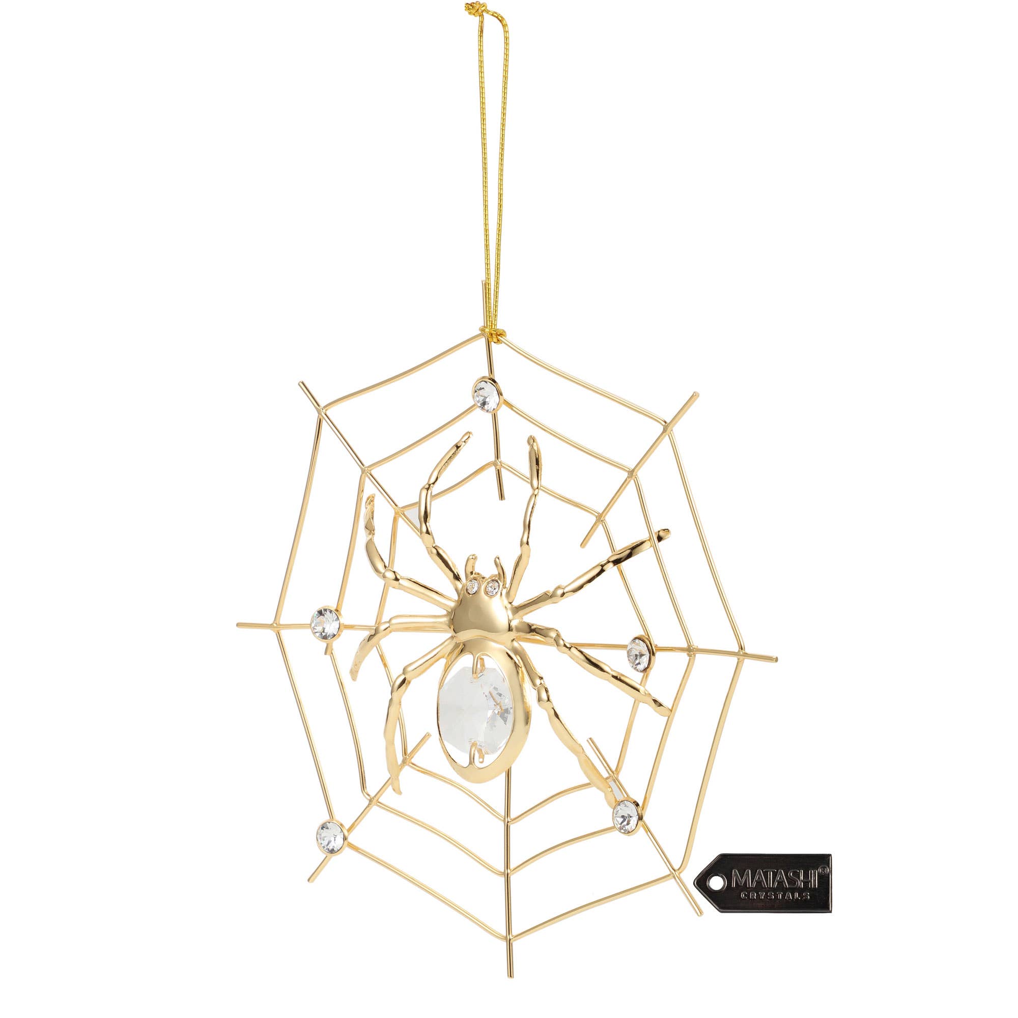 Matashi - Wholesale Ornament - Matashi Gold Plated Crystal Studded Spider Hanging Ornaments3