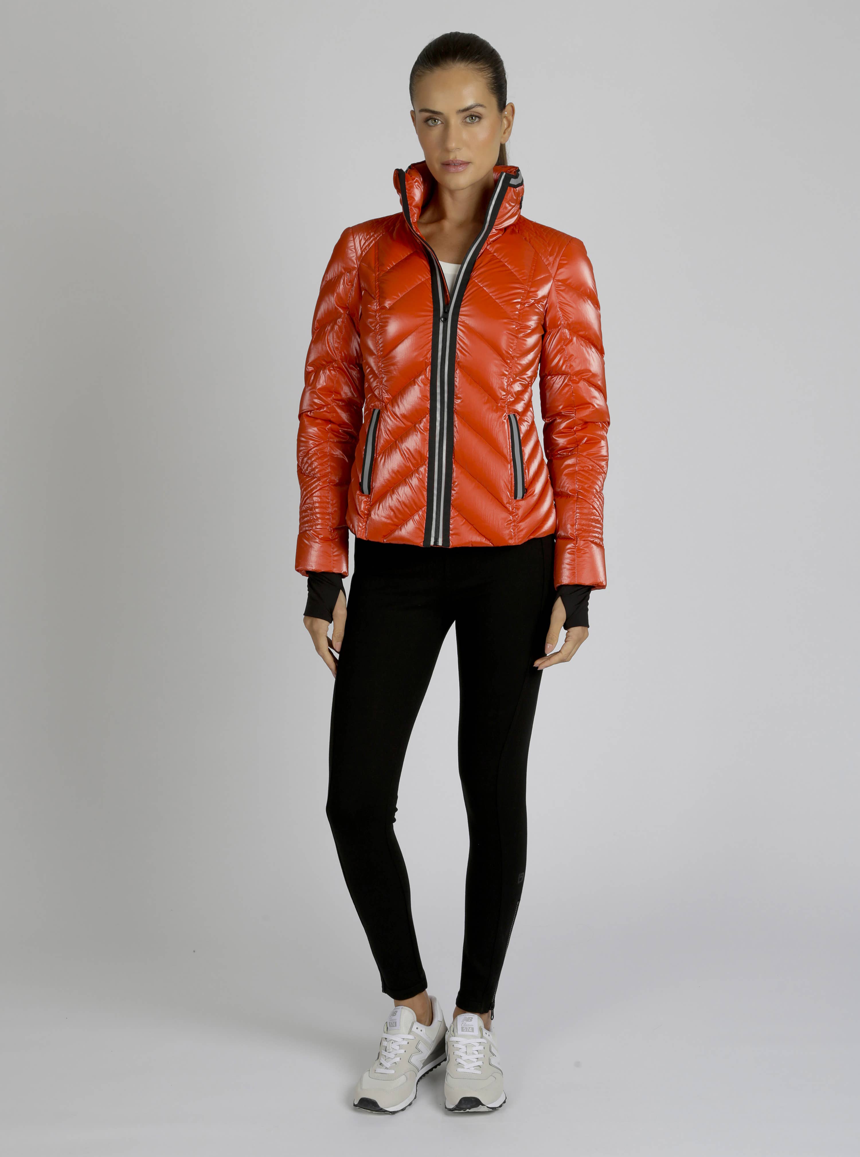 Blanc Noir - Vente Doudoune – femme - Doudoune Super Hero avec bordure réfléchissante - LL11