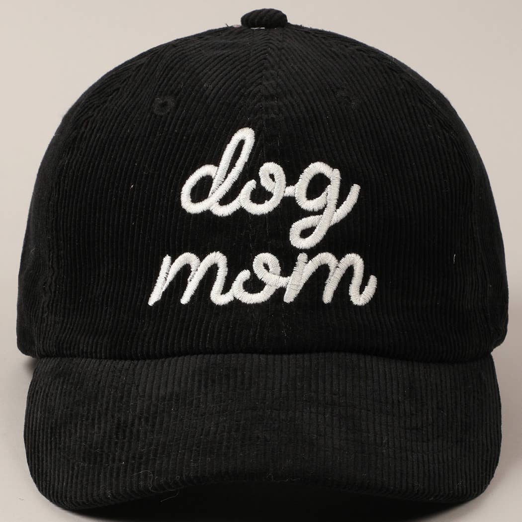 Fashion City - Wholesale Baseball Cap - Unisex - Dog Mom Text Solid Color Corduroy Baseball Cap0