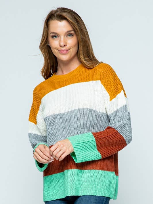 Camisola Multi Stripe por atacado de Polagram by Wellmade USA