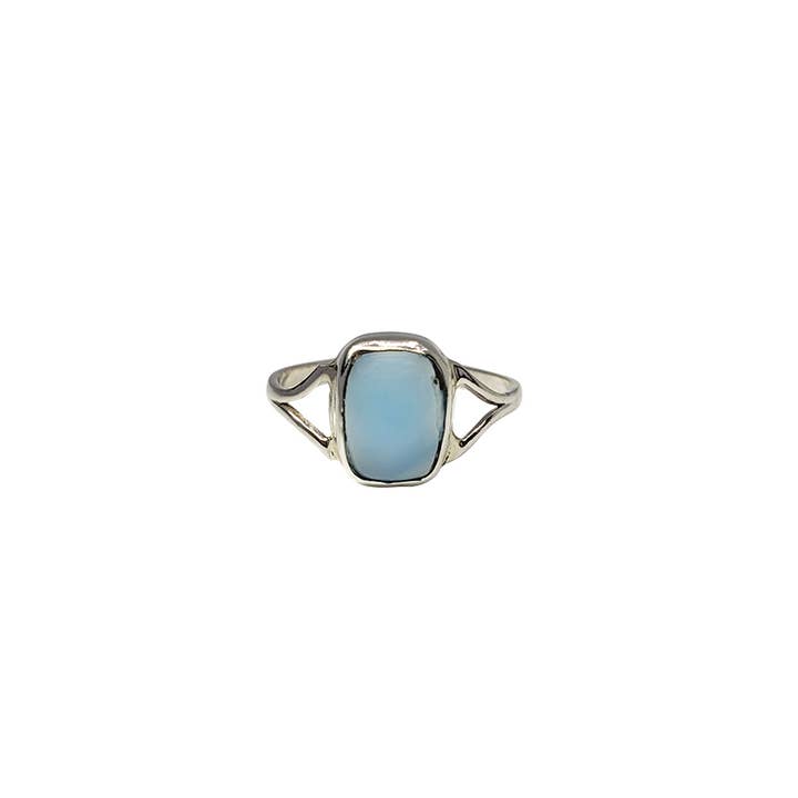 Amberman - Wholesale Single Stone/Solitaire Ring - Blue Chalcedony Stone Sterling Silver Ring