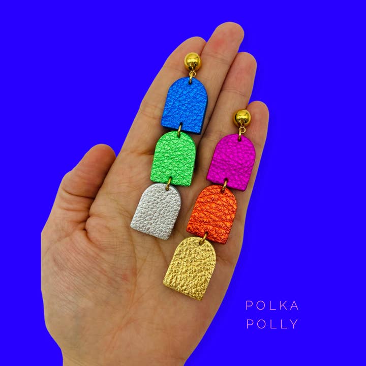 Polka Polly - Vente Boucles d'oreilles pendantes - Arc-en-ciel Scotch1