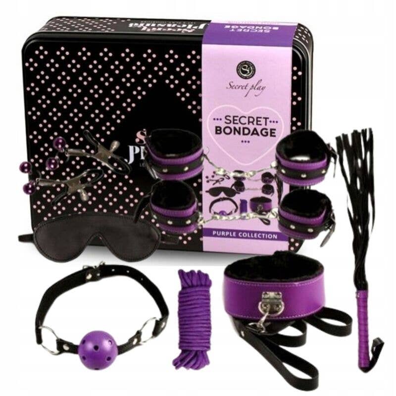 Lingerie Harness Boutique di DeGioannis Samuele - Wholesale Sex Toy - SECRETPLAY - BDSM SET 8PCS PURPLE / BLACK.2
