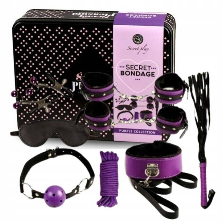 Lingerie Harness Boutique di DeGioannis Samuele - Wholesale Sex Toy - SECRETPLAY - BDSM SET 8PCS PURPLE / BLACK.2