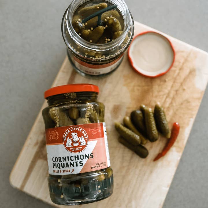 Three Little Pigs - Wholesale Pickled Vegetables - Cornichons Piquants - "Spicy"