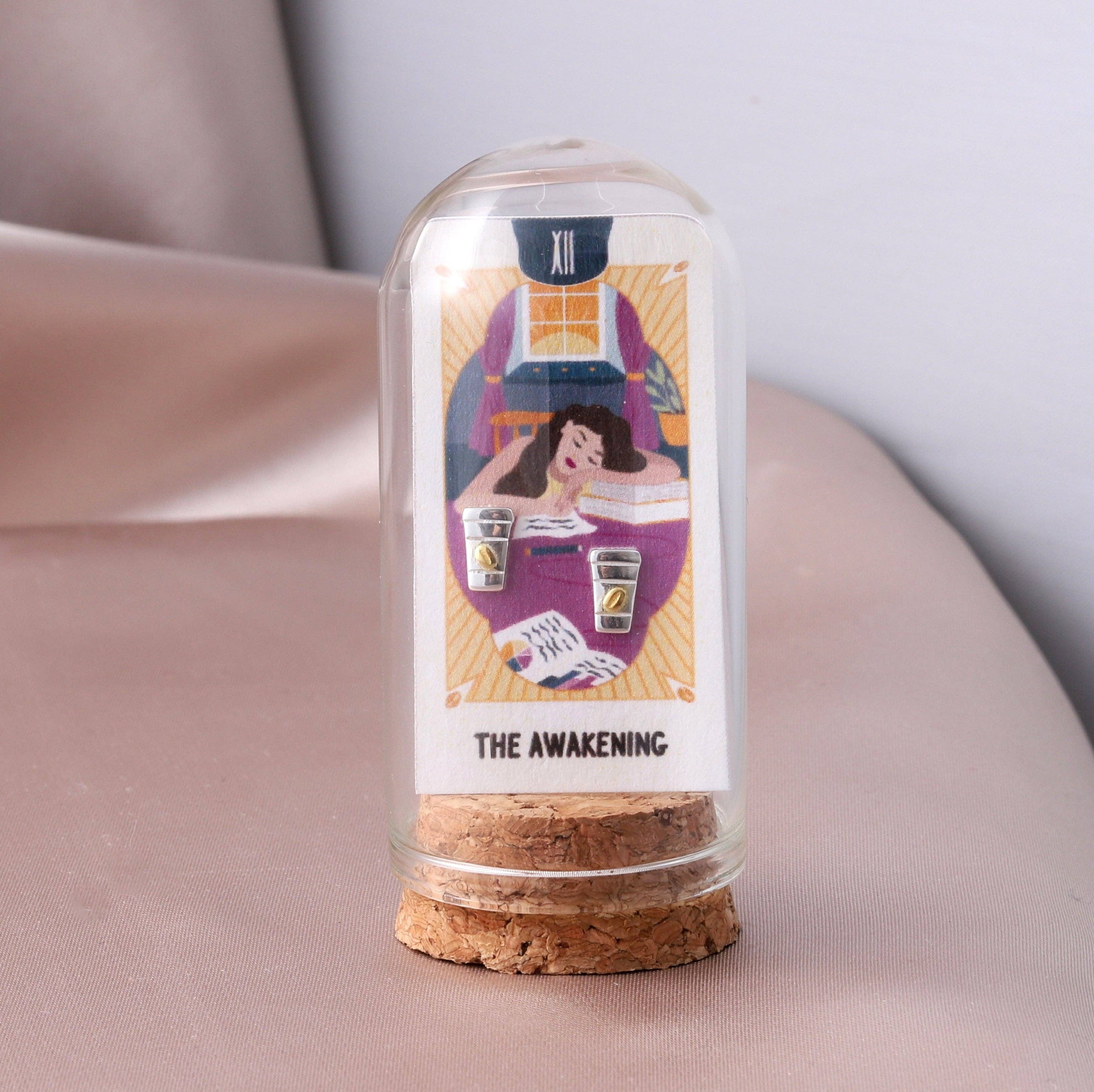 silver TT71013 AWAKENING  Travel Coffee Cup earrings for wholesale on Faire3