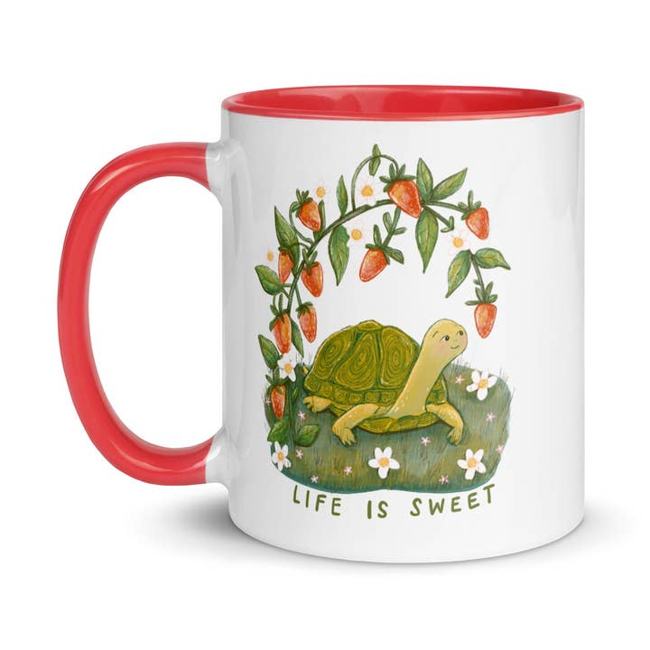 Tasse Tortue Fraise pour la vente par Painted Peony Art