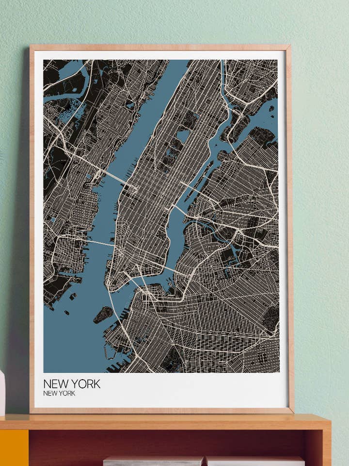 Impression de conception de carte graphique de New York pour la vente par The Underdog Print Shop