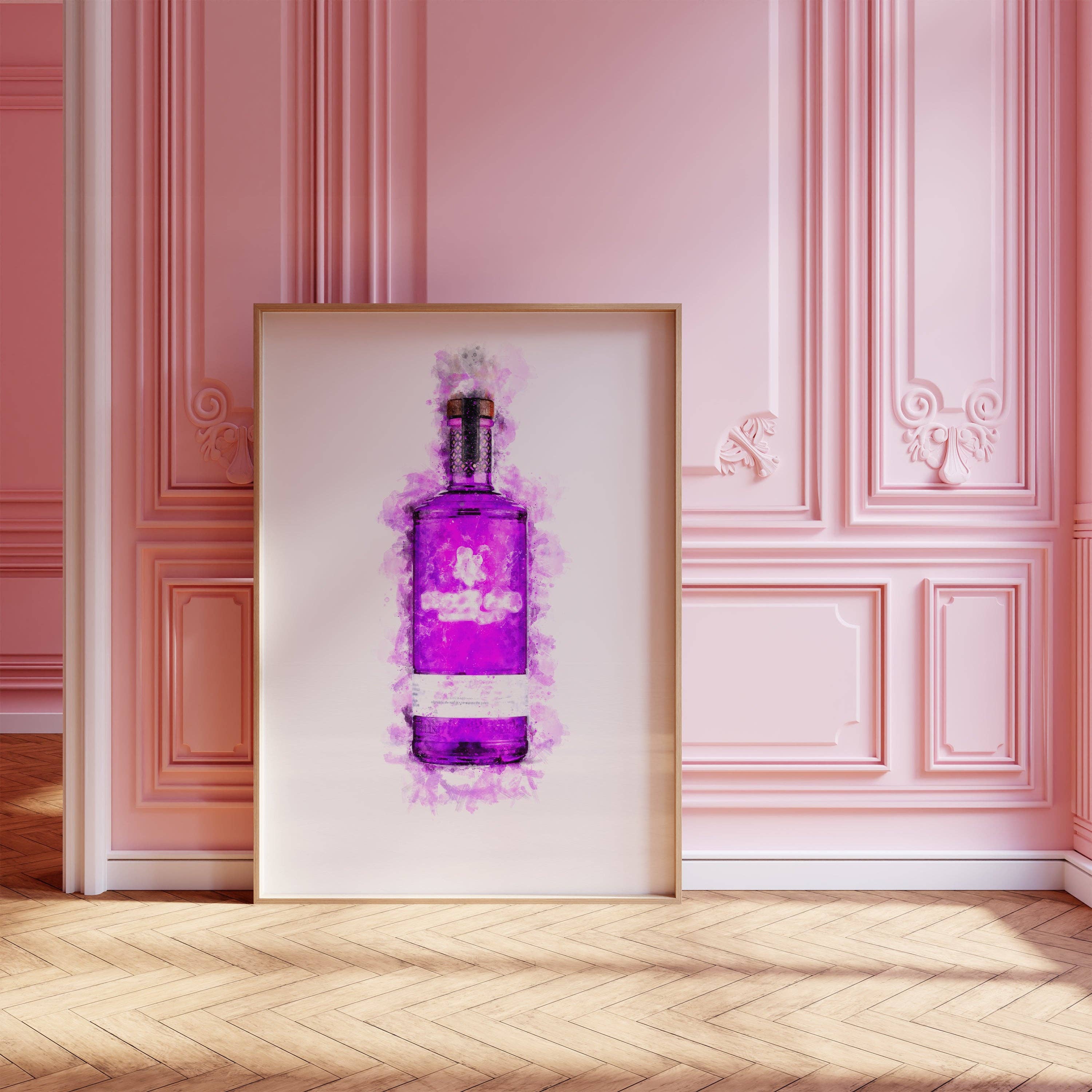 House of Binky – wholesale Art print – Watercolour Purple Gin Bottle Paint Splash Print3
