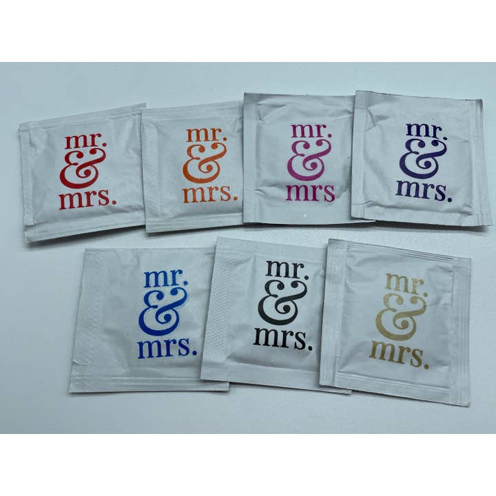 Mr. en mevrouw Vochtige doekjes, voorraadontwerp, pak van 25 voor wholesale door Party Bibs