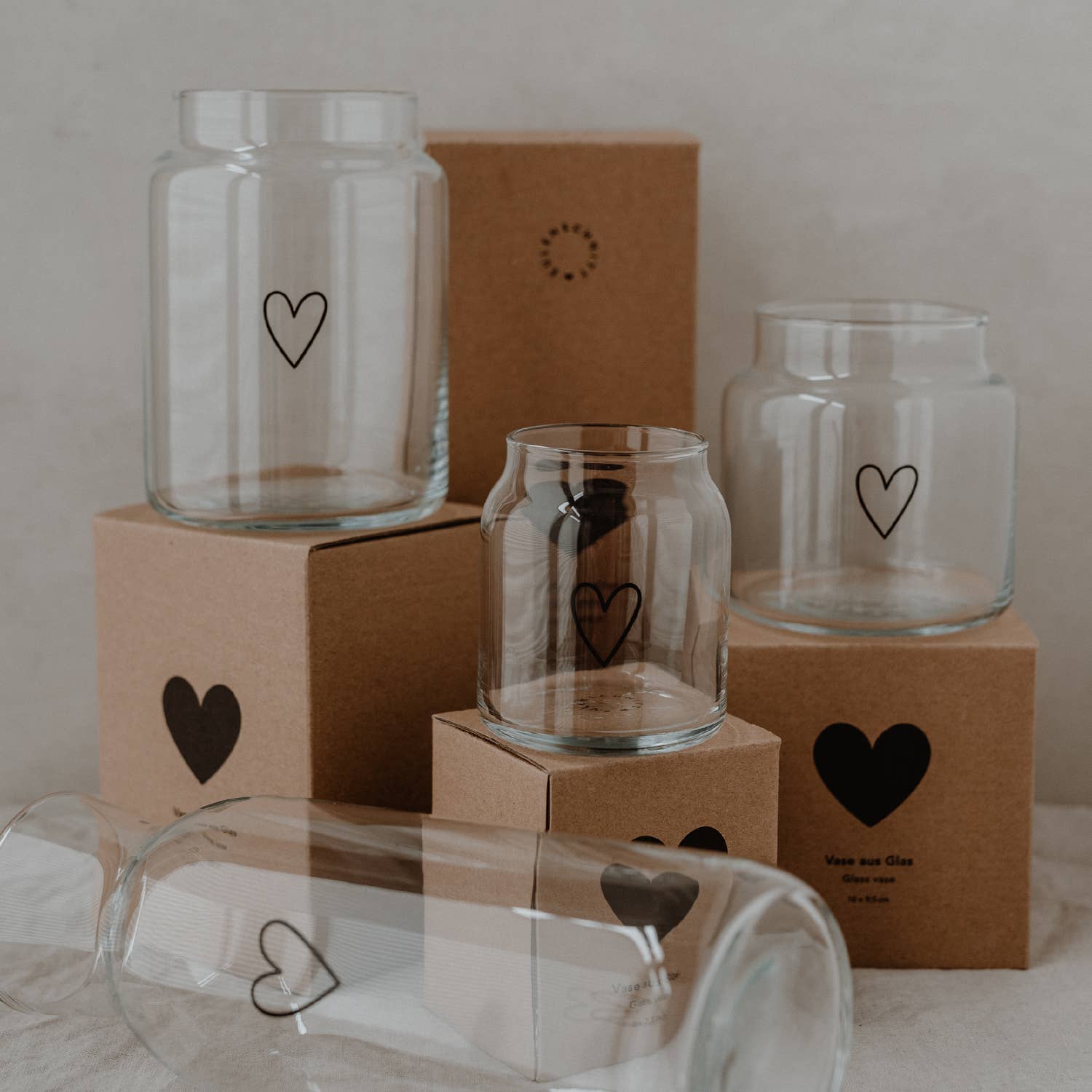 Eulenschnitt - Wholesale Vase - Small heart glass vase (VE = 6 pieces)6