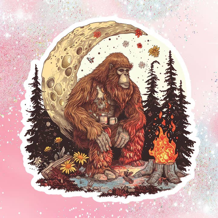 Bigfoot Moon Camping Vinyl Sticker Humor Sarcasm Funny for wholesale by Bella Custom Printing