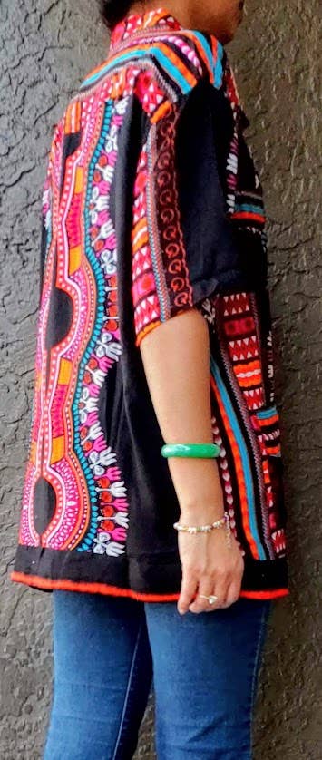 India Batik - Wholesale Button Down Shirt - Unisex - Short Sleeve Dashiki Shirt-AA-3633