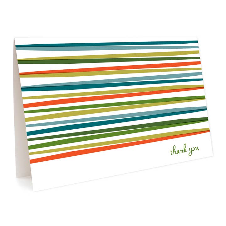 Lively Stripes Thank You Card for wholesale by Night Owl Paper Goods