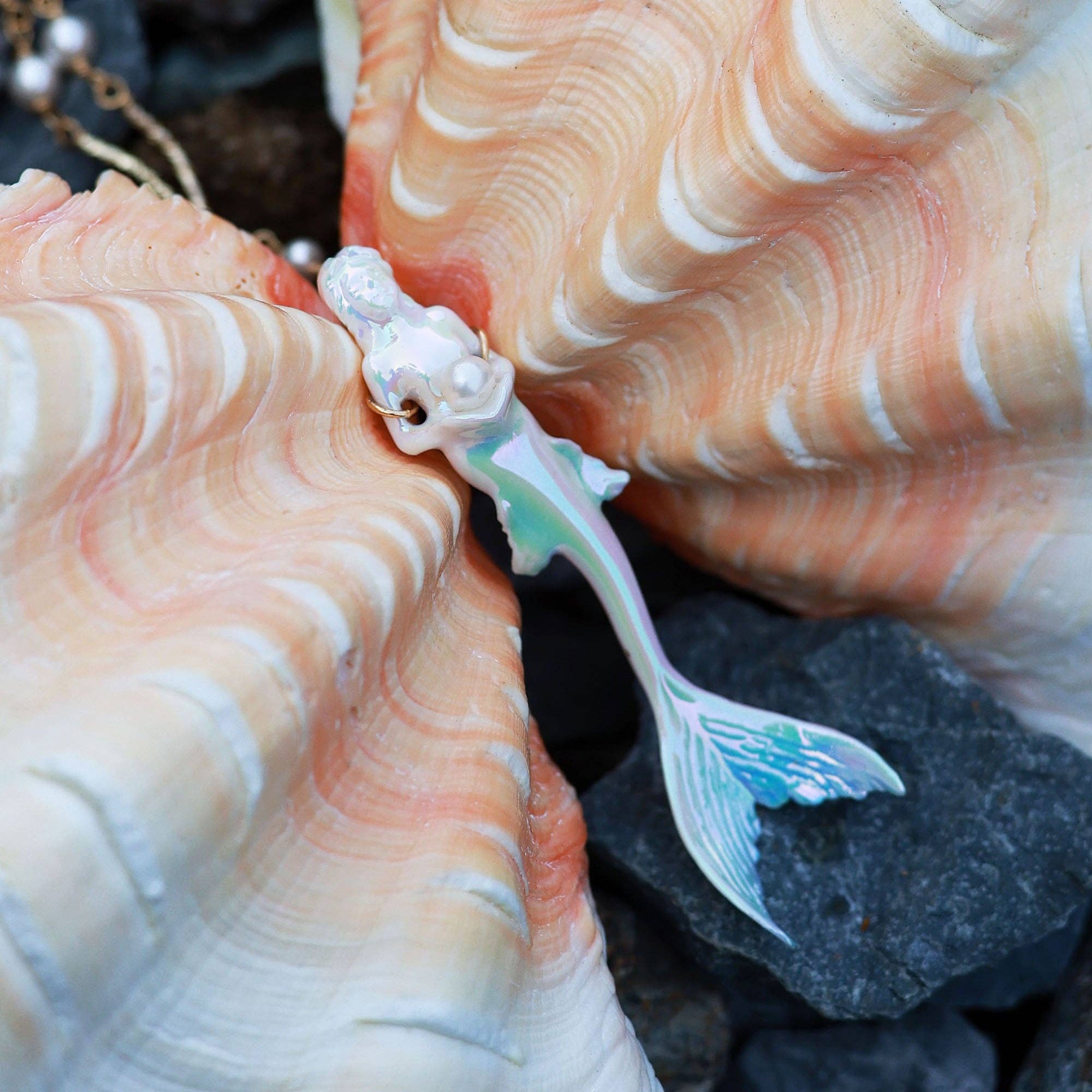 Vermilion Collection - Wholesale Pendant/Charm Necklace - YIHE Ceramic Necklace "Mermaid"4