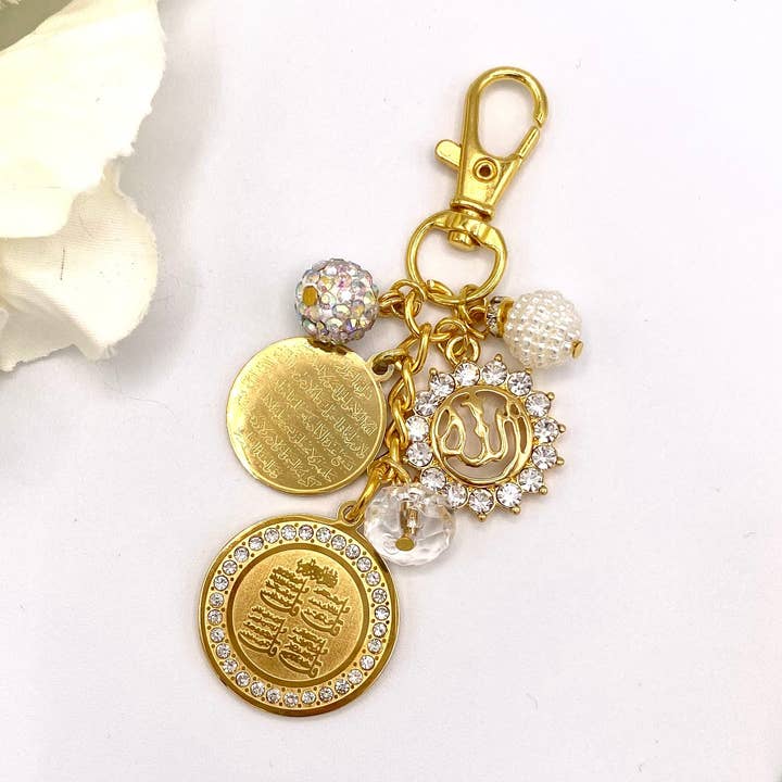 Exclusive Crystal 4Qul, Ayatul Kursi & Allah Bag Charm - Muslim, Islamic, Quran, Ayah, Evil Eye, Nazar for wholesale by Just For Bubba