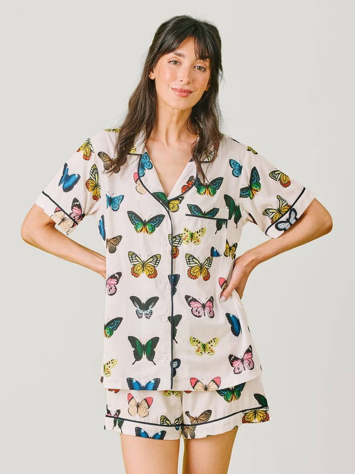 Mariposa Pajama Shorts Set for wholesale by Katie Kime