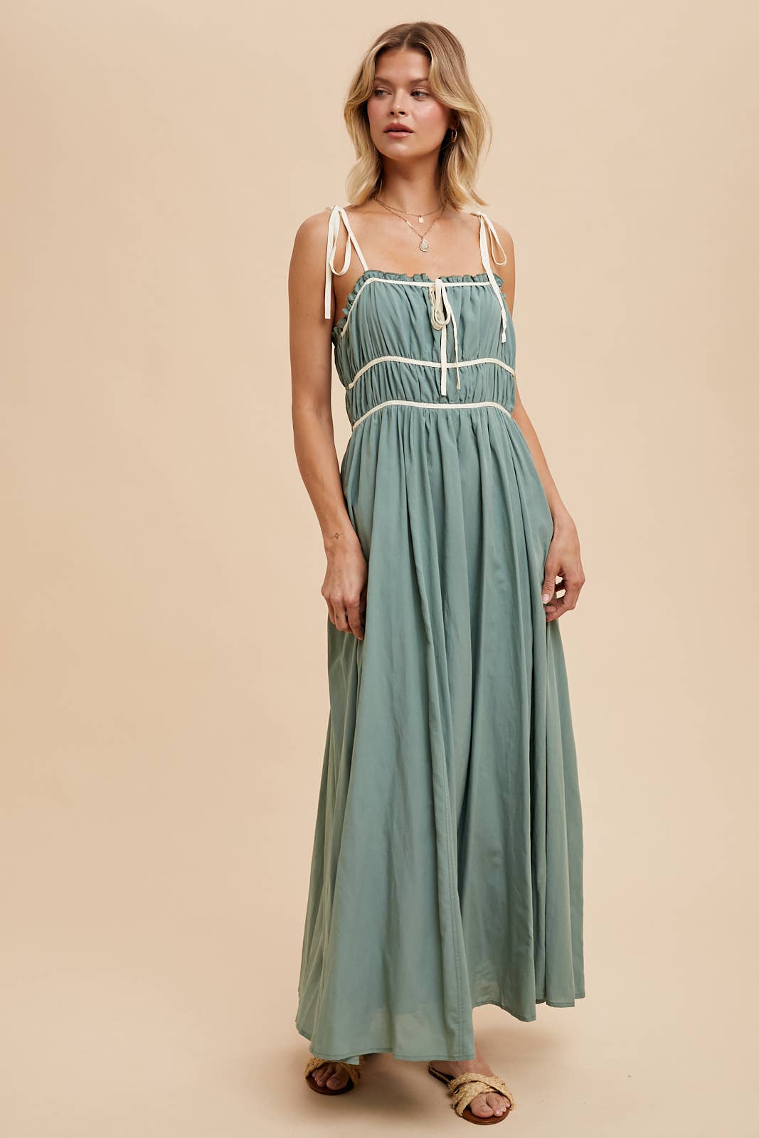 In Loom - Wholesale Dress - Women's - COTTON BLEND CONTRAST TRIM MAXI DRESS3