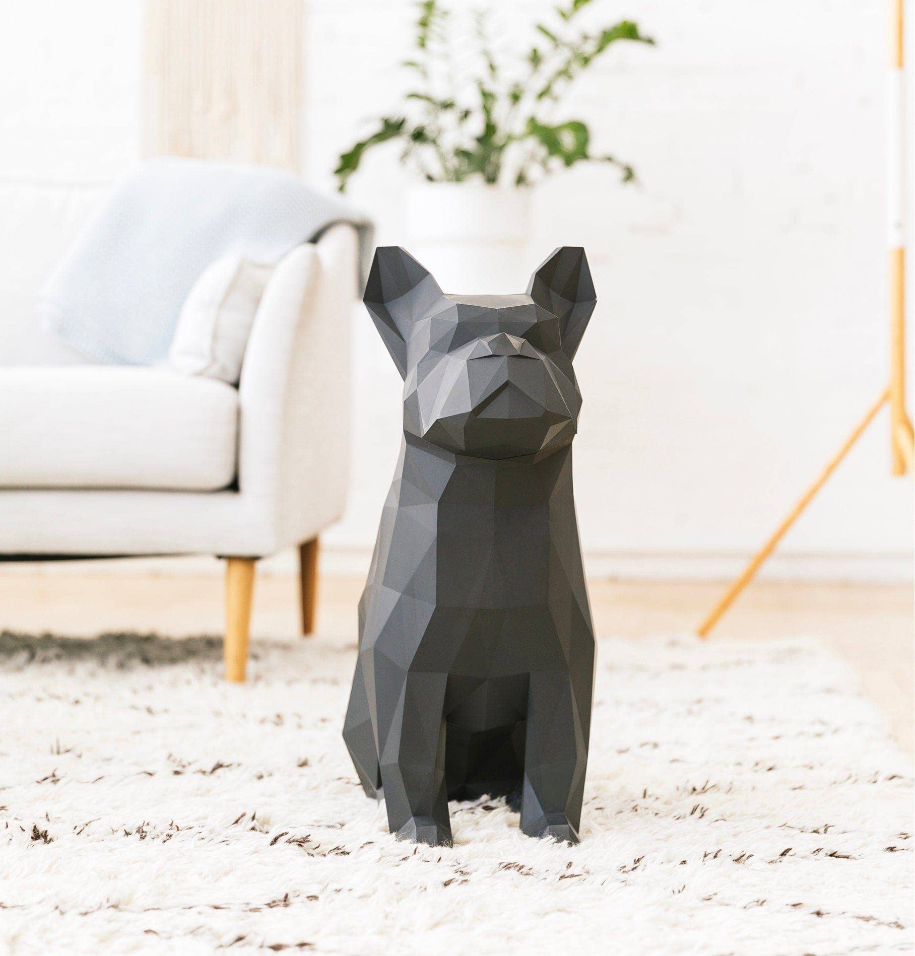 Abstract Home Art - Wholesale Decorative Tabletop Object - Max - French Bulldog - BK /Home Decor, Storage Bin, Trashcan3