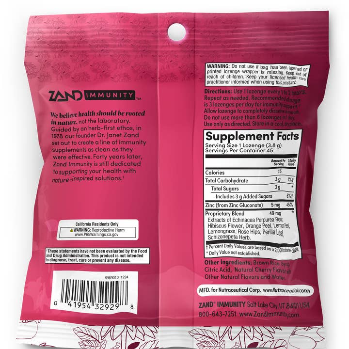 Zand - Wholesale Lozenges/Cough Drops - Cherry Echinacea Zinc Lozenges1