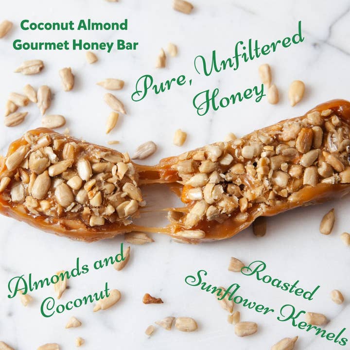 Honey Bunchie, LLC - Wholesale Snack Bar - Bon Bee Gourmet Honey Bar, Coconut Almond (12 ct)2