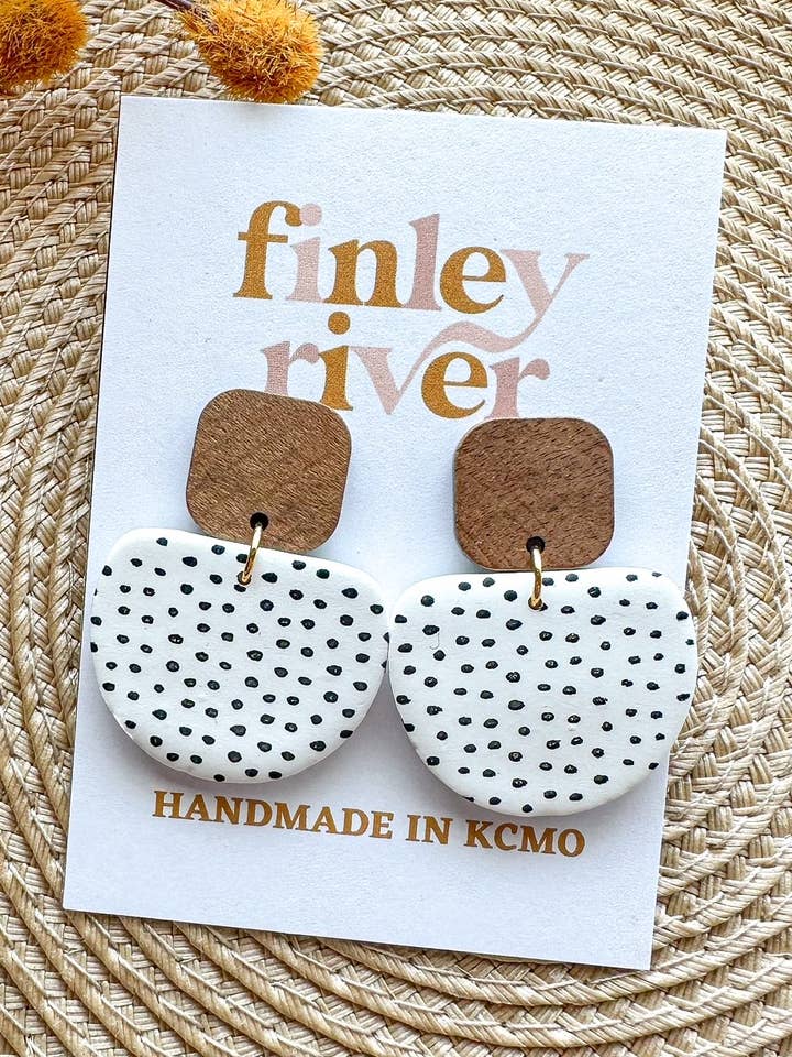 Shannon | Polka Dot | Clay Earrings for wholesale by Finley River | Trendy Polymer Clay Earrings | Hypoallergenic