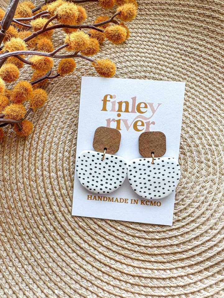 Shannon | Polka Dot | Clay Earrings for wholesale by Finley River | Trendy Polymer Clay Earrings | Hypoallergenic