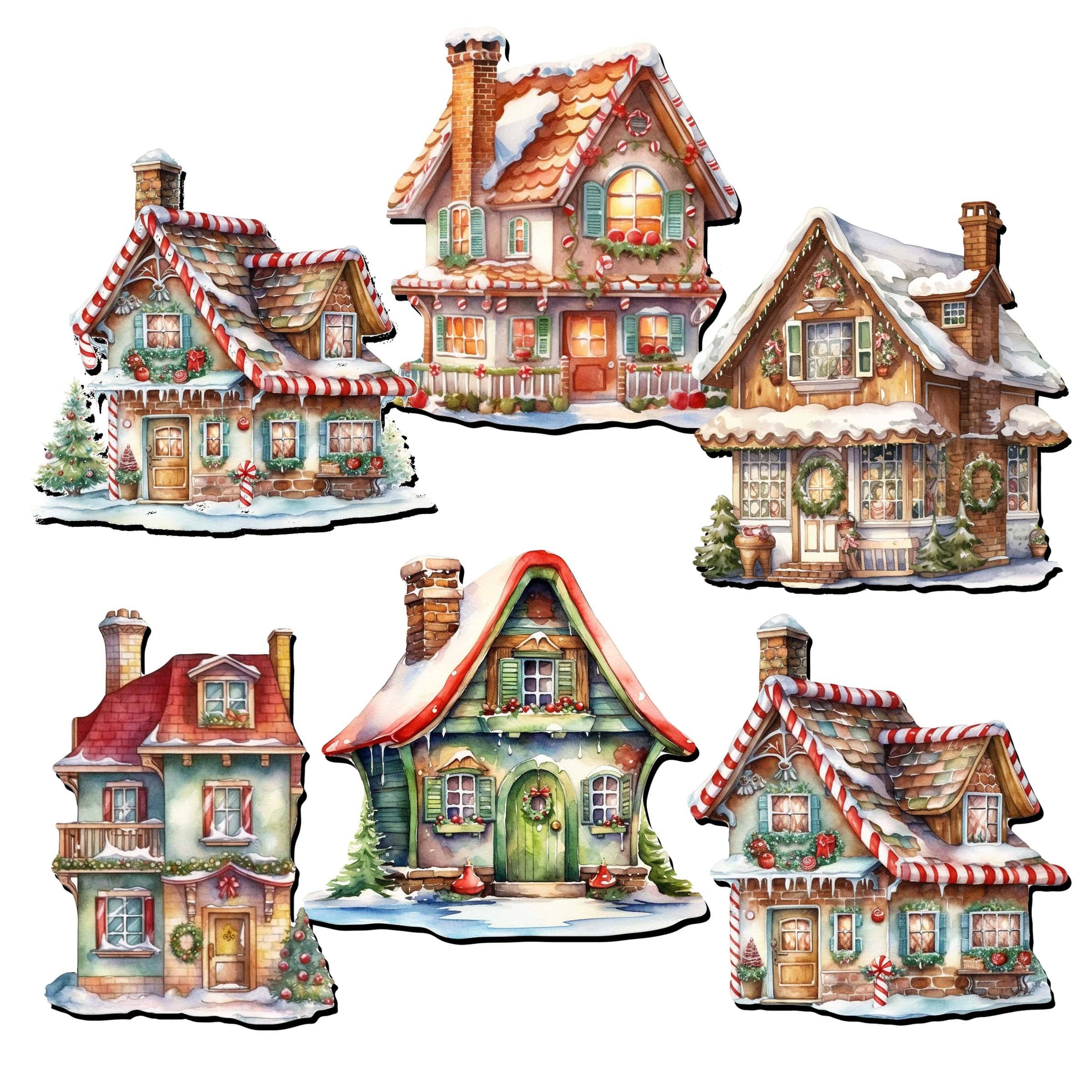 Designocracy - Wholesale Ornament Set - Dream Houses Clip-On Eco Wood Decorative Ornaments Set 68