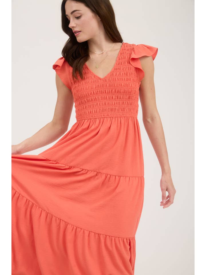 MINE - Wholesale Dress - Women's - FLUTTER SLEEVE MAXI DRESS41