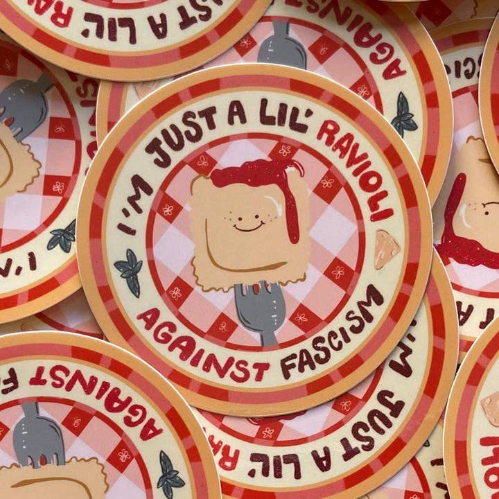 Anti Fascist Raviolo - Sticker for wholesale by Liberal Jane Illustration