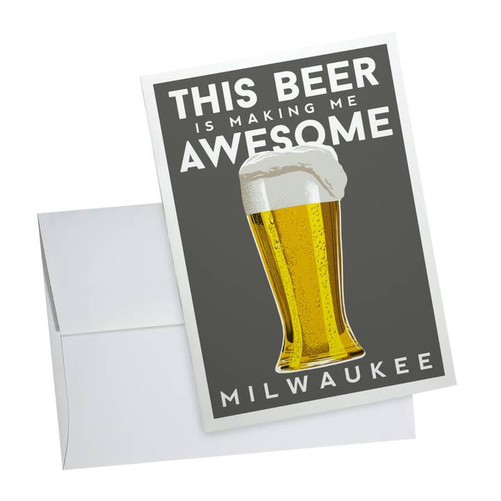 Notecard 100513 Milwaukee Wisconsin Pilsner Glass Letterp for wholesale by Lantern Press