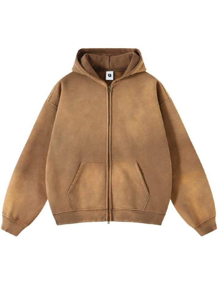 CZ Basics - Wholesale Hoodie - Unisex - Vintage Spray-Dyed Zip Hoodie