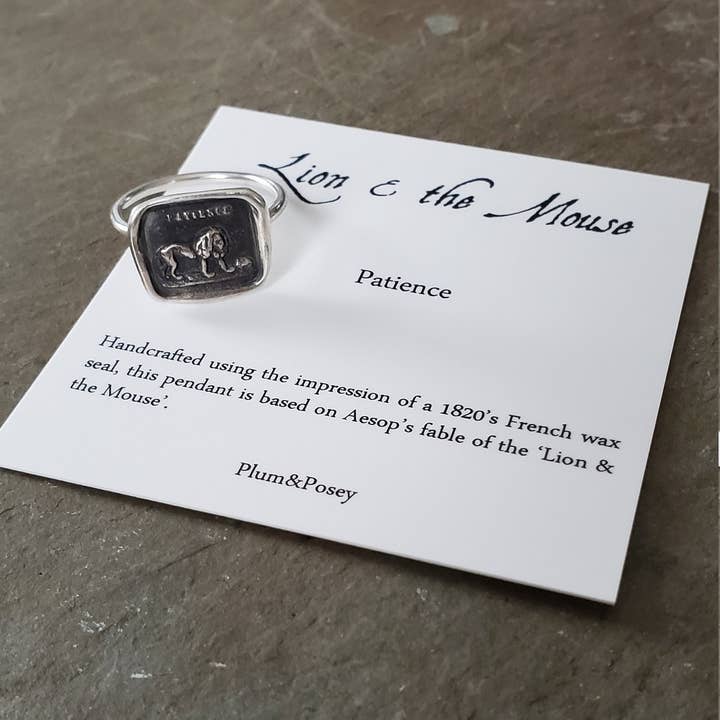Lion and Mouse From Aesop's Fables Wax Seal Ring for wholesale by Plum and Posey