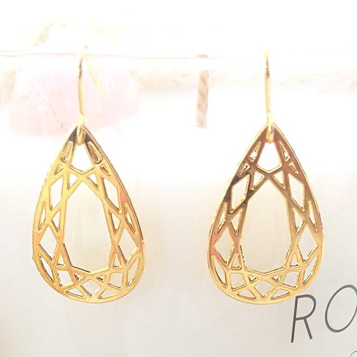 Pendientes geométricos en forma de lágrima dorado/plata para venta al por mayor de Shany Design Studio