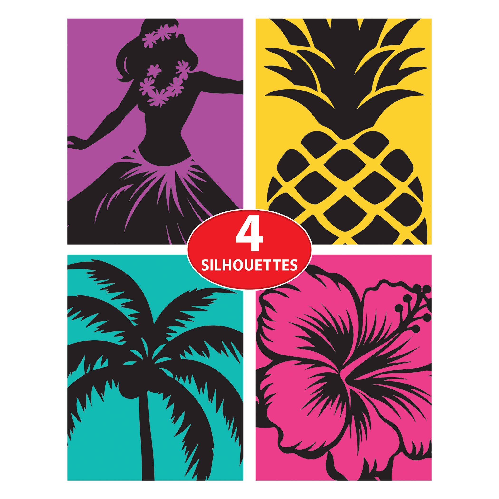 Beistle - Venta al por mayor Vinilo para fiestas - Siluetas de Luau, 11¾" x 9", 4 por paquete3